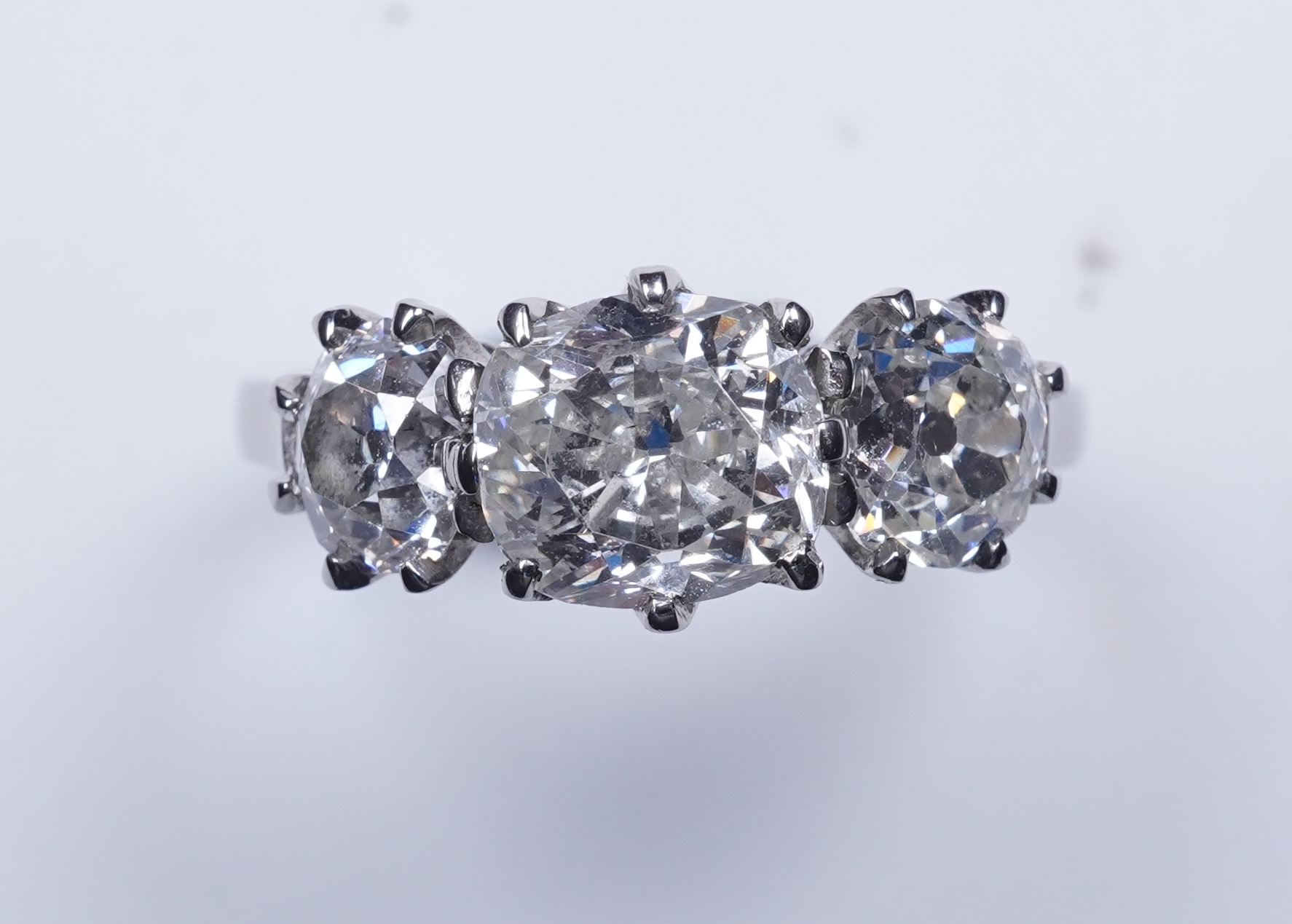 A three-stone diamond ring